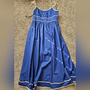 Pinch Blue Midi Dress with Cream Accents